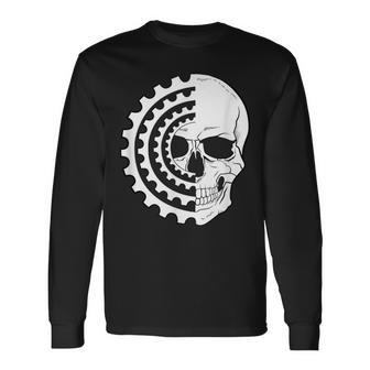 Mountain Biking Skull And Mtb Gear For Crazy Downhiller Long Sleeve T-Shirt - Monsterry UK