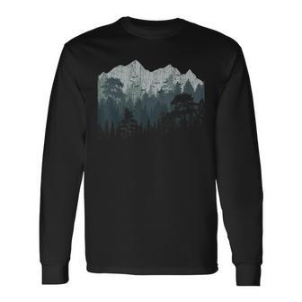 Mountain Nature Hiking Wildlife Trees Outdoor Forest Camping Long Sleeve T-Shirt - Seseable
