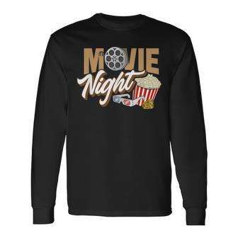 Movie Night Popcorn Movies Cinema Family Long Sleeve T-Shirt - Monsterry