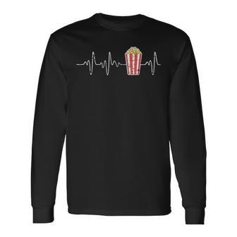 Movie Snack Popcorn Lover Heartbeat Popcorn Long Sleeve T-Shirt - Monsterry DE