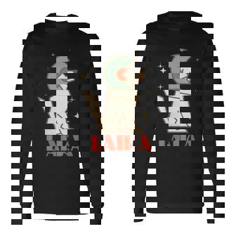 Mujer Laika Sputnik Perro Espacial Udssr Cuello V Camiseta de manga larga - Regaloses
