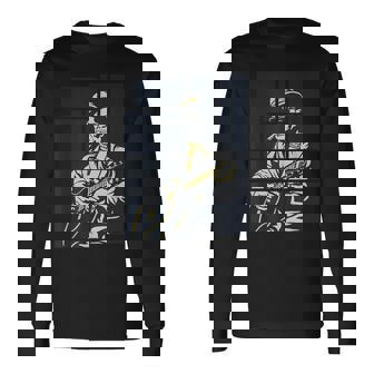Música Retro Blues Hombre Toca Guitarra Jazz Camiseta de manga larga - Regaloses