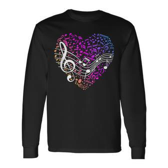 Musical Notes Heart Treble Clef Music Long Sleeve T-Shirt - Monsterry DE