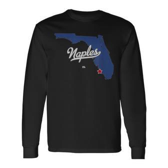 Naples Florida Fl Map Long Sleeve T-Shirt - Monsterry