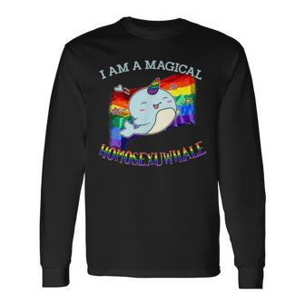 Narwhal Magical Homosexuwhale Ally Gay Pride Month Lgbt Long Sleeve T-Shirt - Monsterry CA