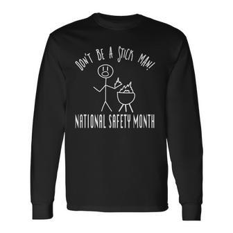 National Safety Month Bbq Stick Man Fire Long Sleeve T-Shirt - Monsterry CA