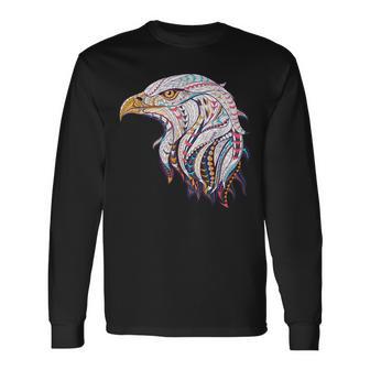 Native American Colorful Patriotic Eagle Beautiful Long Sleeve T-Shirt - Monsterry CA