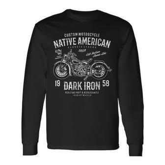 Native American Dark Iron Vintage Motorcycle Graphic T Long Sleeve T-Shirt - Monsterry AU