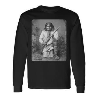 Native American Geronimo IndianVintage PrintT Long Sleeve T-Shirt - Monsterry DE