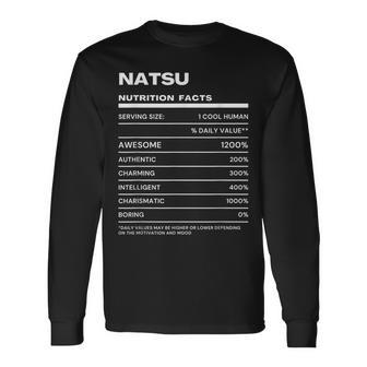 Natsu Nutrition Facts Name Long Sleeve T-Shirt | Mazezy