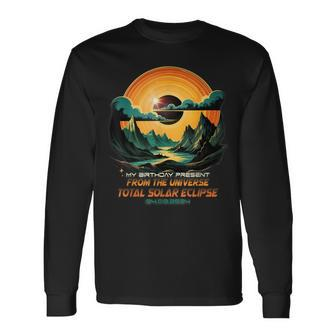 Nature Wildlife Total Solar Eclipse Apr 8 2024 Birthday Long Sleeve T-Shirt - Monsterry