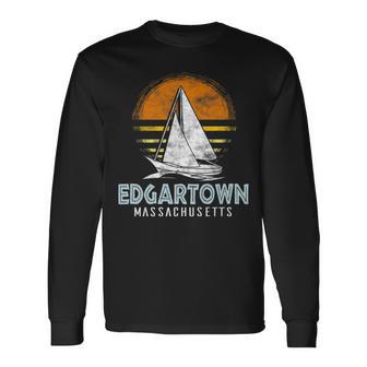 Nautical Boat Edgartown Massachusetts Yacht Club Long Sleeve T-Shirt - Monsterry