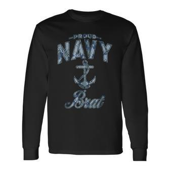 Navy Brat Camo Long Sleeve T-Shirt - Monsterry