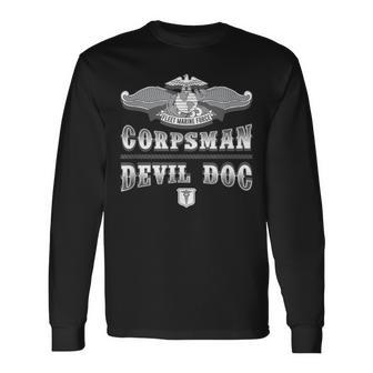 Navy Corpsman Devil Doc Fmf 8404 Long Sleeve T-Shirt - Monsterry DE