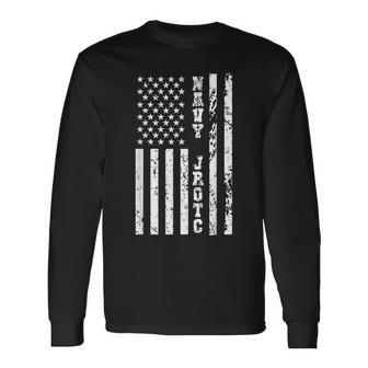 Navy Jrotc United States Navy Junior Rotc W Us Flag Long Sleeve T-Shirt - Monsterry CA