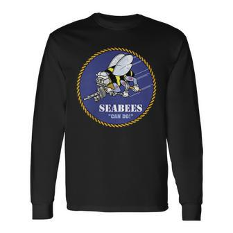 Navy Seabees Construction Battalions Veteran Patch Long Sleeve T-Shirt - Monsterry