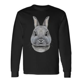 Netherland Dwarf Rabbit Face Long Sleeve T-Shirt | Mazezy