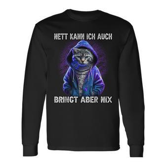 Nett Kann Ich Auch Langarmshirts, Schwarzes Tee mit Spruch - Seseable