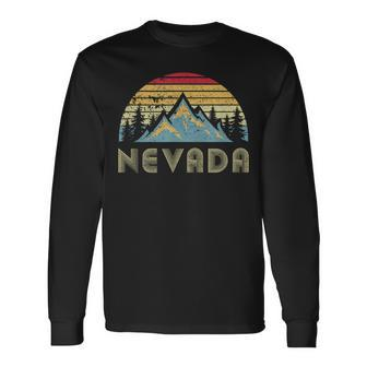 Nevada Retro Vintage Mountains Nature Hiking T Long Sleeve T-Shirt - Monsterry CA