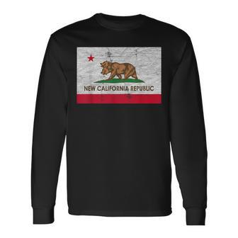 New California Republic Retro Distressed Ncr Flag Long Sleeve T-Shirt - Thegiftio UK