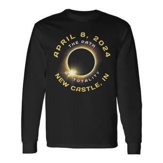 New Castle Indiana Solar Eclipse Totality April 8 2024 Long Sleeve T-Shirt | Mazezy