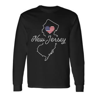 New Jersey Lover Love Nj State Flag New Jersey Long Sleeve T-Shirt - Seseable