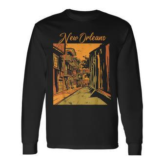 New Orleans Louisiana Souvenir Bourbon Street Long Sleeve T-Shirt - Monsterry DE