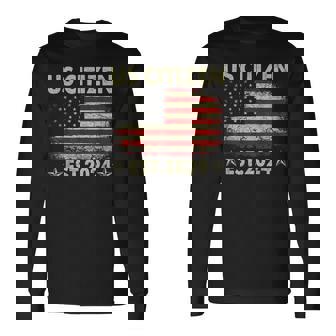 New Us Citizen Est 2024 American Immigrant Citizenship Long Sleeve T-Shirt - Thegiftio
