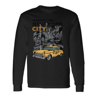 New York City Taxi Manhattan Brooklyn Taxi Long Sleeve T-Shirt - Monsterry CA