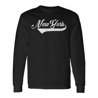 New York City New York Vintage Retro Style Long Sleeve T-Shirt - Monsterry AU