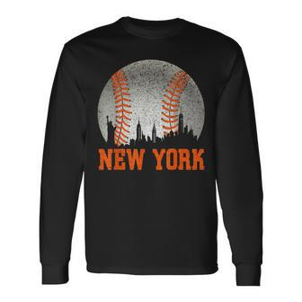 New York Retro Baseball Lover Met At Game Day Long Sleeve T-Shirt - Monsterry CA