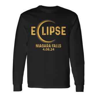 Niagara Falls Ny Total Solar Eclipse Party 2024 Usa Map Long Sleeve T-Shirt | Mazezy