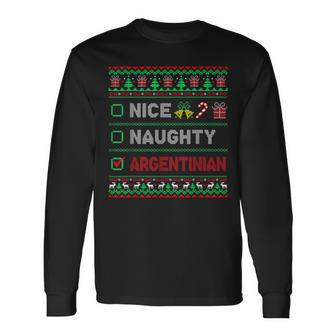 Nice Naughty Argentinian Christmas Checklist Argentina Long Sleeve T-Shirt | Mazezy CA