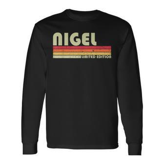 Nigel Name Personalized Retro Vintage Birthday Long Sleeve T-Shirt - Seseable