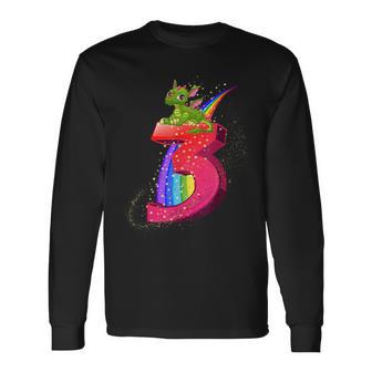 Niños Pequeños Y Lindos Dragones Cumpleaños 3 Años Camiseta de manga larga - Regaloses