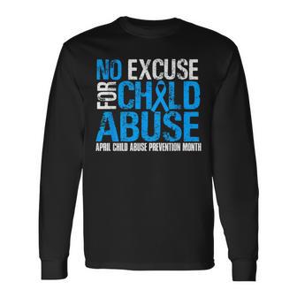 No Excuse For Child Abuse Child Abuse Awareness Month Long Sleeve T-Shirt - Monsterry CA