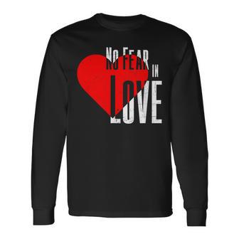 No Fear In Love A Fiancé Fiancée Lovers Engagement Romance Long Sleeve T-Shirt - Monsterry DE