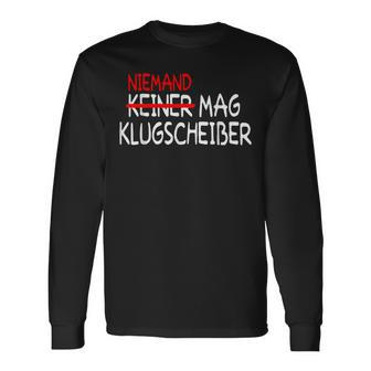 No Mag Klugscheißer Grammatik Besserwisser German Language Langarmshirts - Seseable