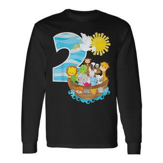 Noah's Ark Birthday Party 2Nd Birthday 2 Year Old Toddler Long Sleeve T-Shirt - Monsterry UK