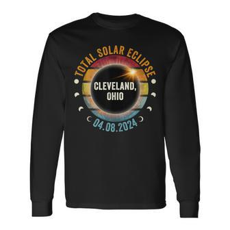 North America Total Solar Eclipse 2024 Cleveland Ohio Usa Long Sleeve T-Shirt - Monsterry AU
