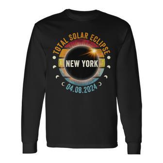 North America Total Solar Eclipse 2024 New York Usa Long Sleeve T-Shirt - Thegiftio UK
