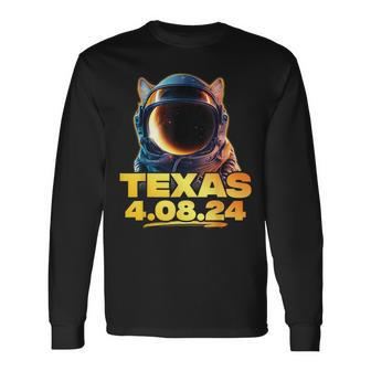 North America Total Solar Eclipse Dog Corgi 2024 Texas Usa Long Sleeve T-Shirt - Monsterry DE