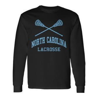 North Carolina Lacrosse Vintage Nc Lax Weathered Long Sleeve T-Shirt - Monsterry
