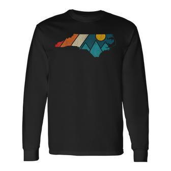 North Carolina Vintage State Map Mountains Hiking Pride Long Sleeve T-Shirt - Monsterry AU