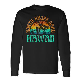 North Shore Oahu Hawaii Surf Beach Surfer Waves Girls Long Sleeve T-Shirt - Monsterry