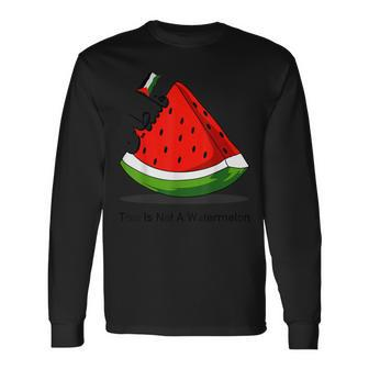 This Is Not A Watermelon Palestine Flag Arabic & English Long Sleeve T-Shirt - Seseable