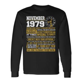 November Birthday Born November Scorpio 1979 Long Sleeve T-Shirt - Monsterry CA