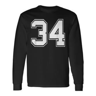 Number 34 Baseball Football Soccer Birthday Long Sleeve T-Shirt - Monsterry DE