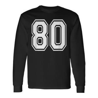 Number 80 Birthday Varsity Sports Team Jersey Long Sleeve T-Shirt - Monsterry UK