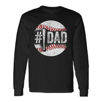 Number One Baseball Dad For Fathers Day Christmas 1 Daddy Long Sleeve T-Shirt - Monsterry AU